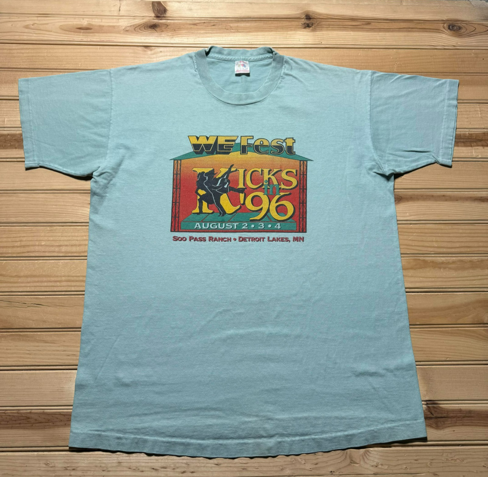 Vintage 1996 WE Festival Kicks In 96 Soo Pass Ranch Detroit Lakes MN Shirt Large