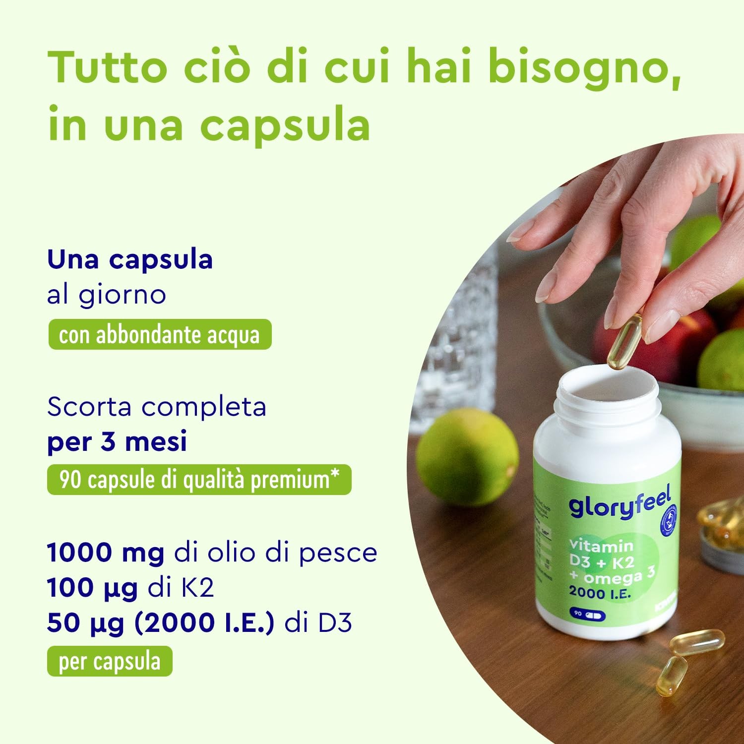 Integratore Ossa e Cuore: Vitamina D3 K2 Omega 3 Alta Qualità - 2