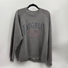 Vintage Jerzees Laughlin Nevada Crewneck Sweatshirt 2XL XXL Men Gray Raglan