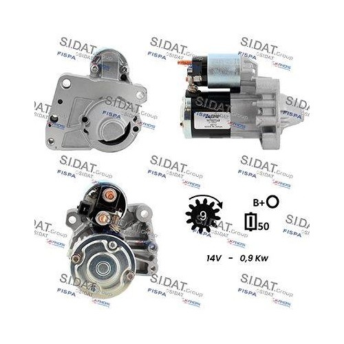 Démarreur Sidat S12MH0076A2 haute puissance 12V pour Peugeot et Citroën