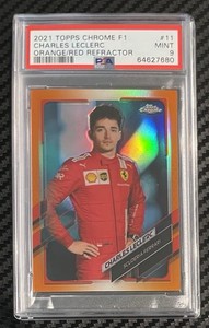 2021 Topps Chrome Formula 1 Charles Leclerc #11 Orange/Red Refractor PSA 9
