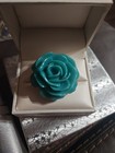 Vintage KJL Turquoise Blue Rose Ring, Size 8 Estate — photo 1