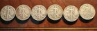 1940-1945 Six Coin Set, Walking Liberty Silver Half Dollar, F-VF, Free Shipping!