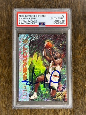 1997 Skybox Z Force Shawn Kemp Total Impact PSA Authentic Auto 10 