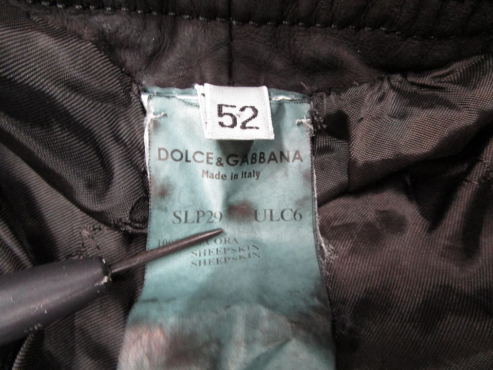 Pantalones Dolce Gabbana Para Hombre 52 Negro Piel de Oveja Cuero Cordón Cremallera Italia Y2K Foto 4 de 4