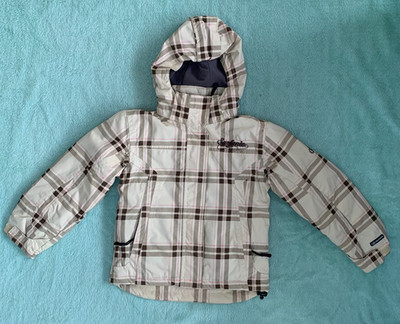 Surfanic Mädchen Skijacke 116 cm beige kariert wasserdicht Schneemantel Wintersport