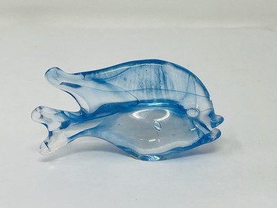 Vintage Blarney Glass Collectables Blown Hand Blue  Ireland Fish Figurine Rare