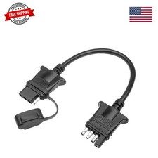 4-Pin Flat Trailer Extension Cable 12 Inch, Heavy Duty 18AWG Copper 4 Way Wir...