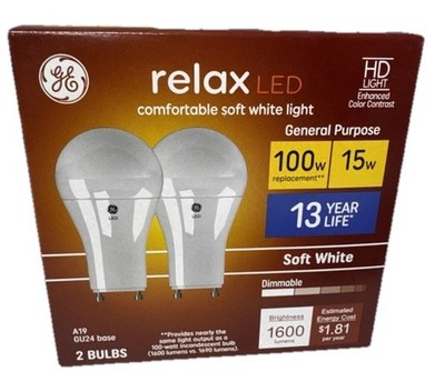Relax LED comfortable soft white light box of 2 Gu24 base, 15W 100W replace RS