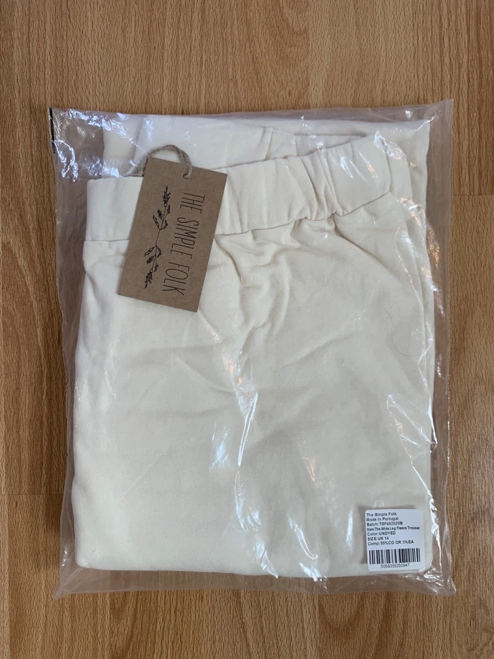 The Simple Folk Wide Leg Fleece Trouser in Undyed size US 10/UK 14