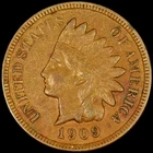 1909 INDIAN HEAD CENT ✪ AU ALMOST UNCIRCULATED UNC ✪ 1C PENNY COIN T ◢TRUSTED◣