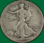 1921-S Walking Liberty Half Dollar Choice Very Good VG+/F Coin #33357
