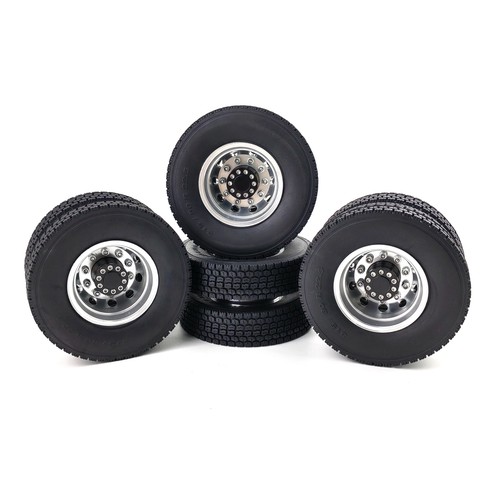 4X CNC Metal Alloy Front/Rear Wheel Hub Rim & Tires For 1/14 Tamiya RC Truck Car - Picture 22 of 43