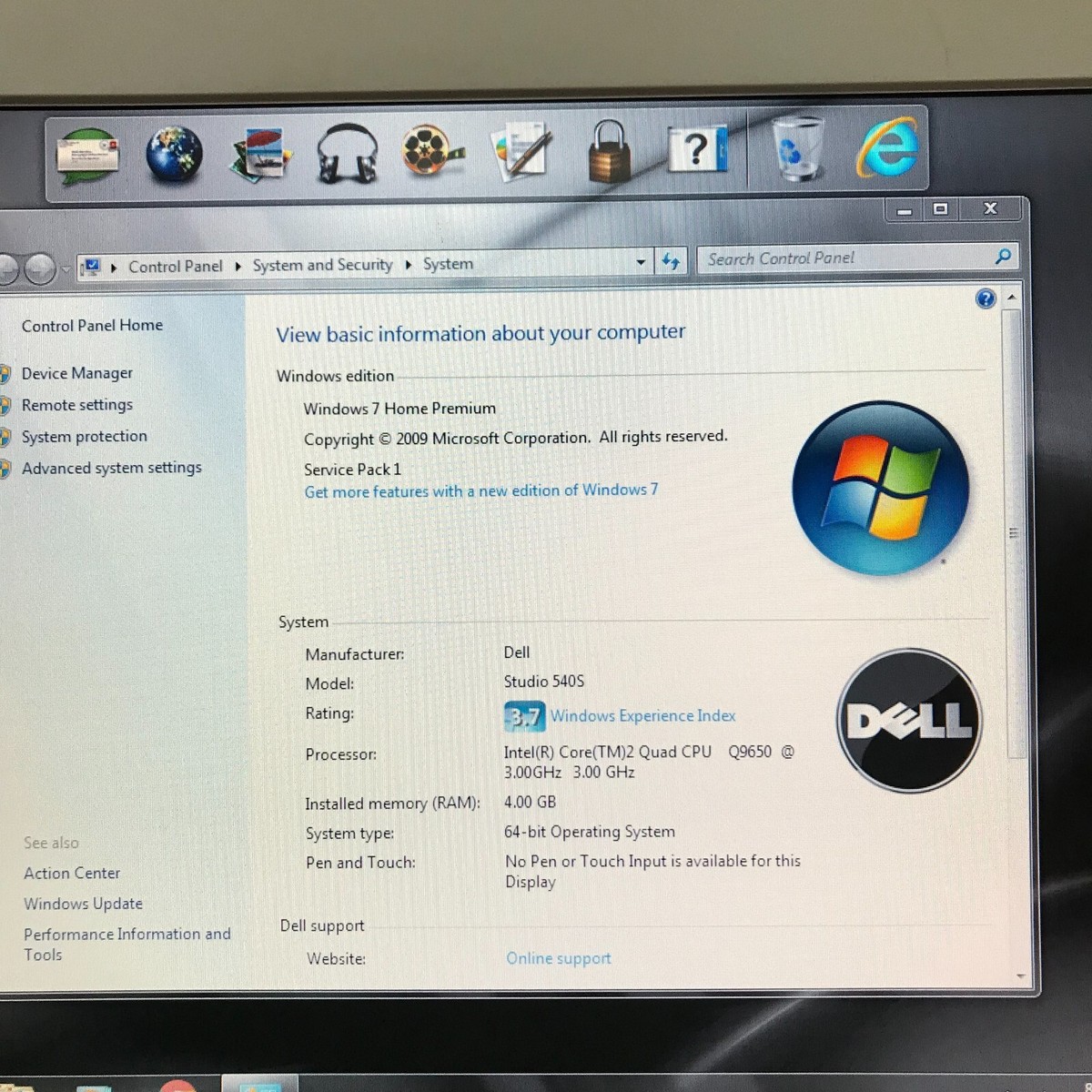 DELL デスクトップ Studio slim 540S パソコン Dell Studio Slim 540s Desktop Core 2 Quad 3.00GHz 4GB RAM
