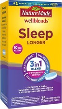 Nature Made Wellblends Sleep Longer, Melatonin 10mg, L 35 Count Pack of 1 