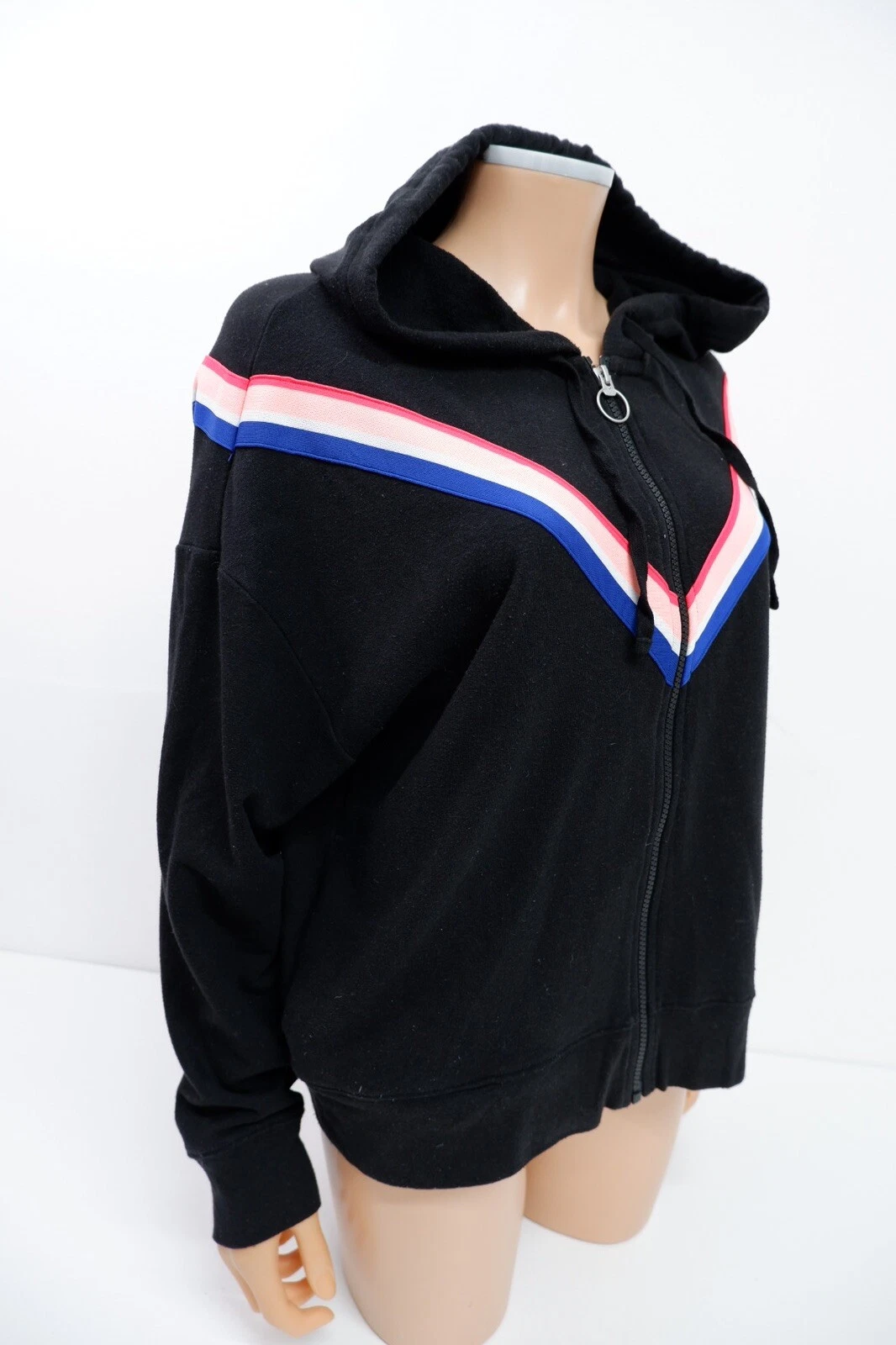 UNDERCOVER Felpa donna con cappuccio e zip intera Victorias Secret ROSA taglia S small nera