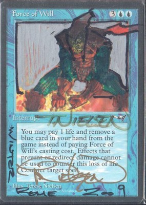 Altered Mtg Force Of Will By Terese Nielsen Green Goblin Rare And Unique Ebay