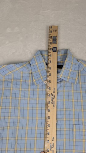 Ermenegildo Zegna LS Button Down Mens Medium Blue Yellow Windowpane - Picture 6 of 9