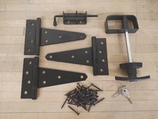 Shed Hardware, Single Door, T-handle, 6 "Hinge, barrel bolt kit--black