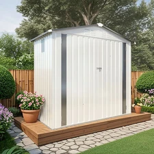 6X3.5FT Metal Storage Shed Garden Tool Shed w/Watertight Roof Window for Patio
