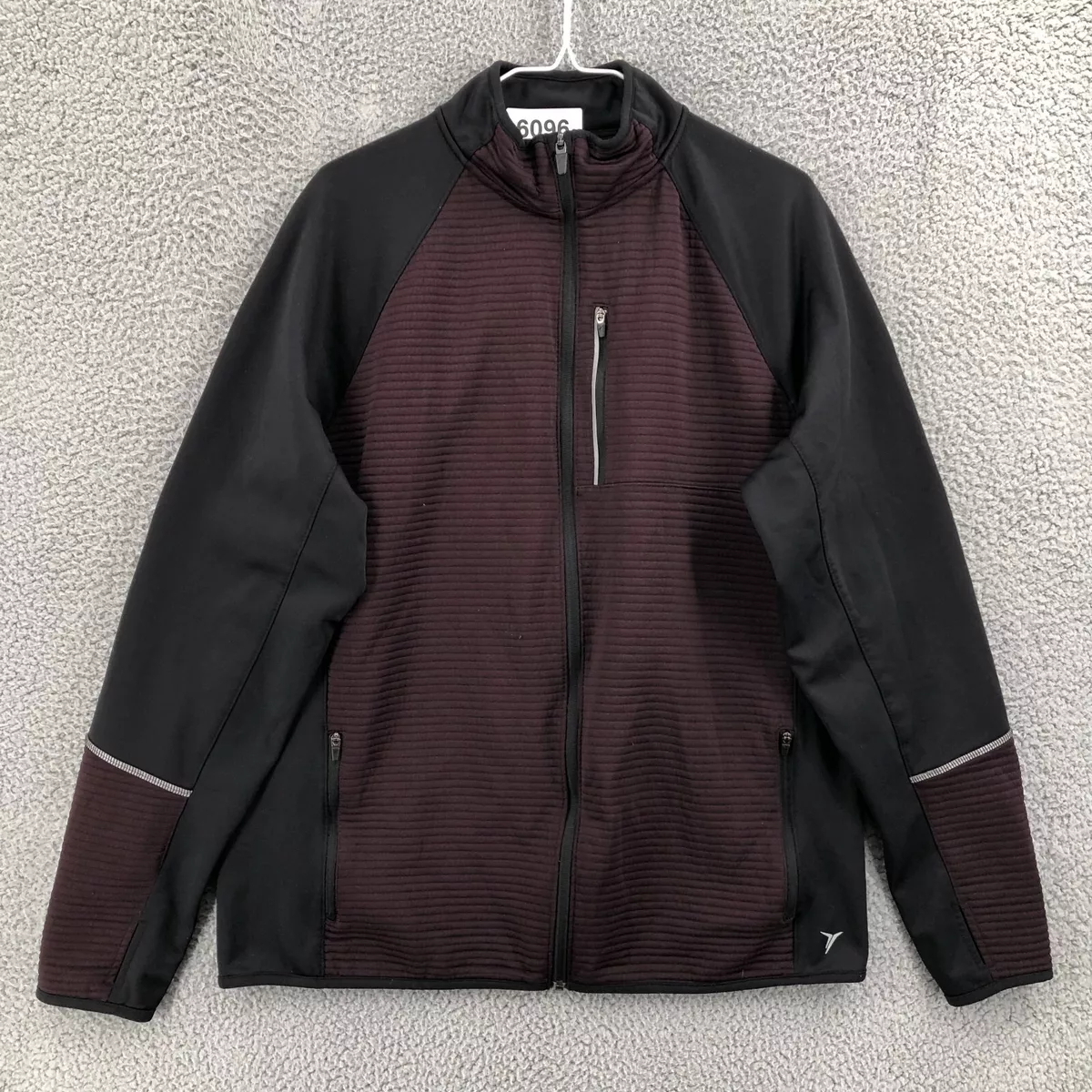 Old Navy Active Track Jacket Full Zip Go-Dry Men\'s XL Ribbed Burgundy Black  6096 | eBay