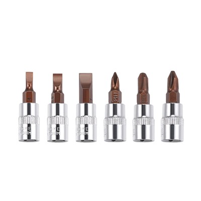 1/4'' Drive Phillips Slot Tip Socket Set 6pcs (PH1-PH3 FD4-FD7)