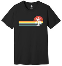 Retro Tropical Island Shirt, Vintage Sunset Shirt, Summer Shirt, Colorful Palm