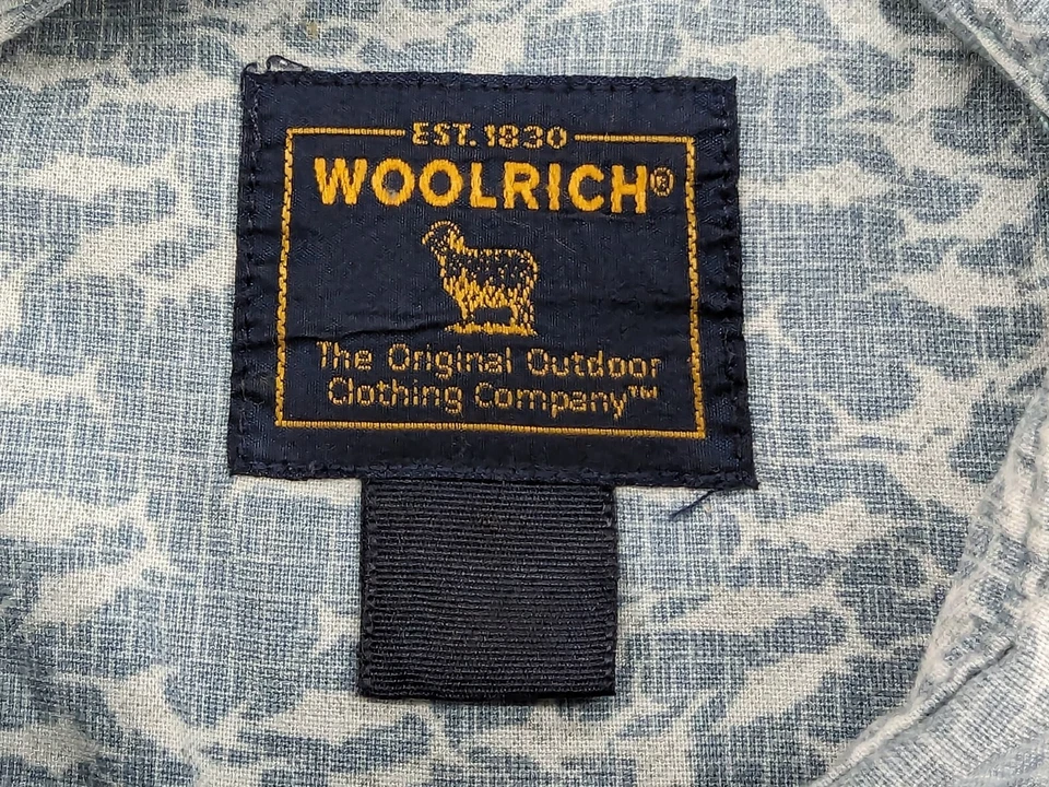 Camisa Woolrich Para Hombre Mediana Azul SS Exterior Pesca Estampado Tema Algodón *defecto* Foto 2 de 4