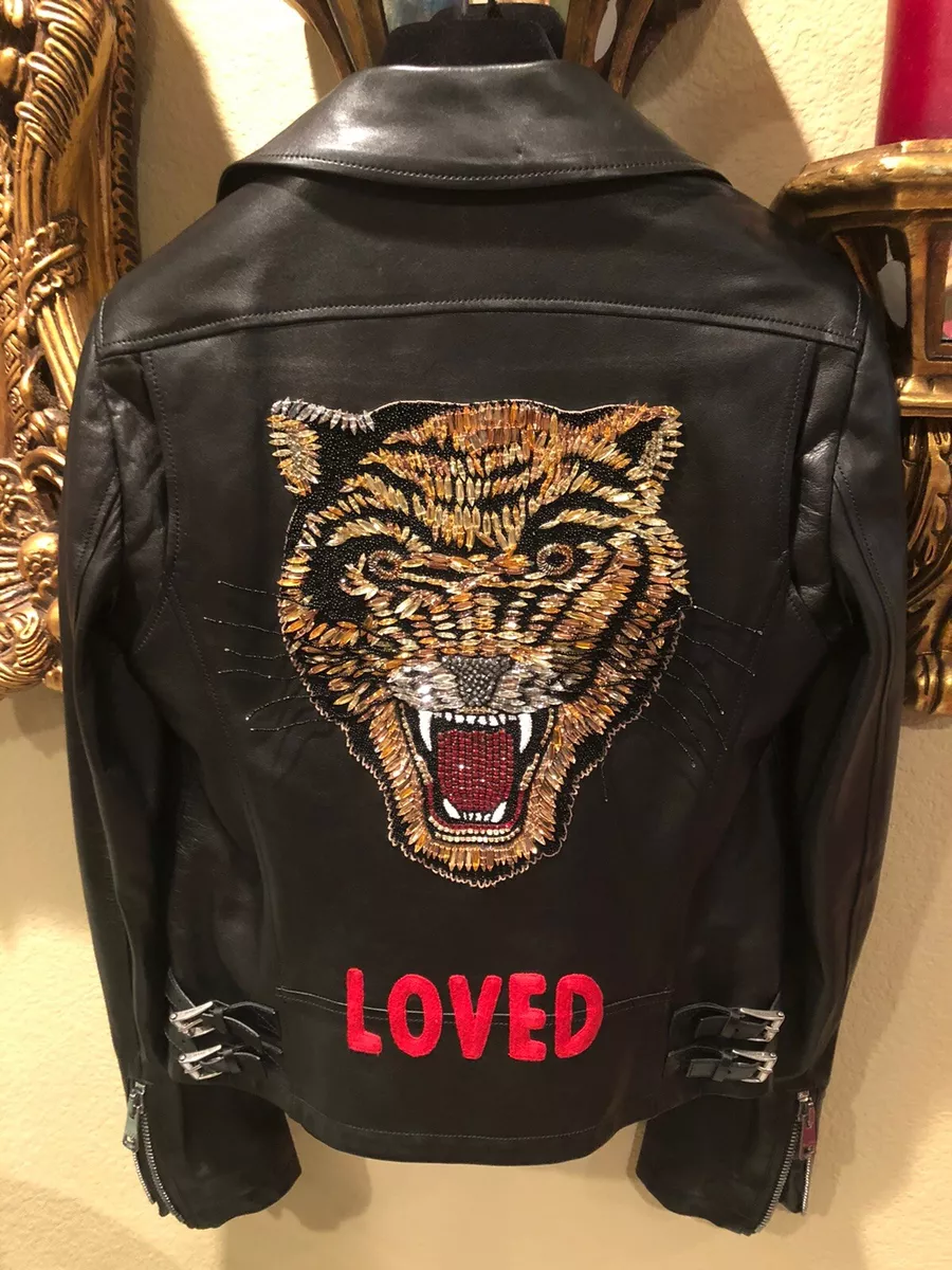 100% Authentic GUCCI Black Tiger Bomber Jacket | eBay