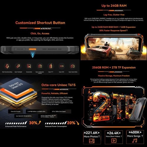 Blackview Oscal Marine 2 Rugged Phone 8+256GB 6.56" 4G NFC Android 15 - Picture 9 of 11