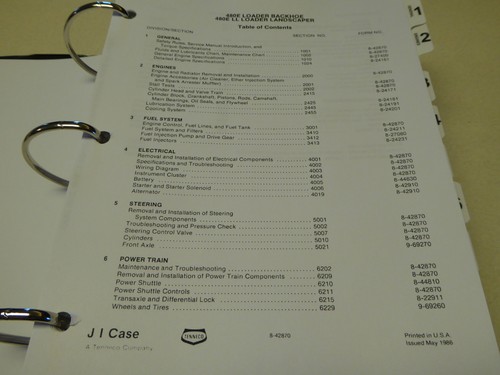 Case 480E/480E Ll Lader Heckbagger Service Manuell Reparatur Buch Neu W/Ordner - Picture 3 of 12