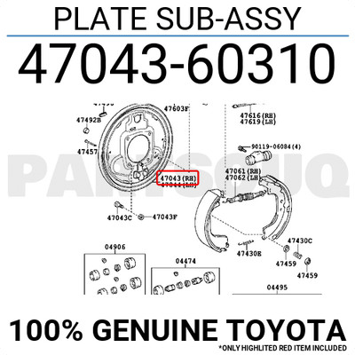 4704360310 Genuine Toyota PLATE SUB-ASSY 47043-60310 | eBay