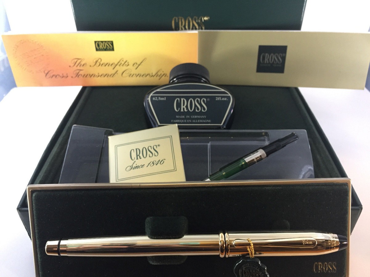 CROSS TOWNSEND 10K GOLD FILLED ROLLED FOUNTAIN PEN w 22K GOLD APTS