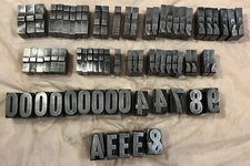 70+ Antique Metal Block Printing Press Letters Numbers Symbols 1 1/4”- 1 5/8”