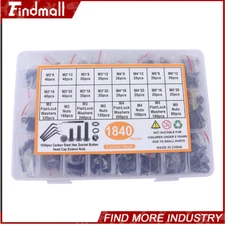 Findmall 1840pcs M2-M5 Alloy Steel Metric Hex Button Head Cap Bolts And Nuts Kit