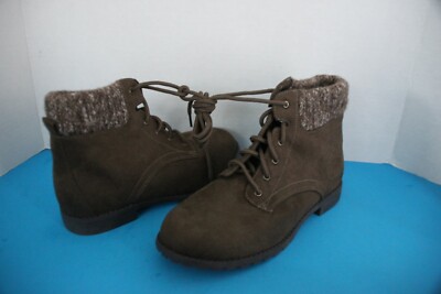 NEW American Eagle YOUTH Girl's Winter Ankle BOOTS~4 M~Moss Green/Brown