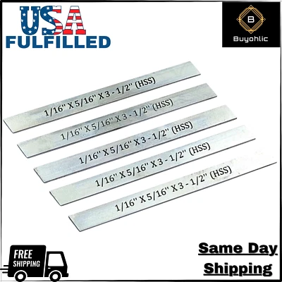BUYOHLIC HSS Lathe Parting Blade 1/16" x 5/16" x 3-1/2" Set of 5 - USA FULFILLED