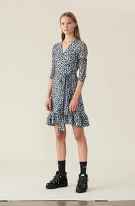 ganni tilden mesh wrap dress