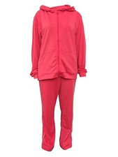 Women's casual sportswear tracksuit Top Bottom 2Pcs Set Pink M