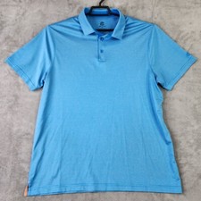 Mens Champion Polo Shirt Stripes Aqua Polyester Short Sleeve Casual Golf Size XL
