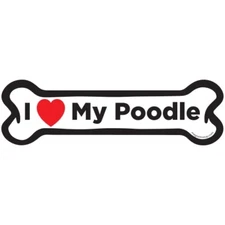 I Love My Poodle Dog Bone Car Magnet - 2x7 Dog Bone Auto Truck Decal Magnet