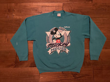 Vintage Mickey Mouse California Made in USA Teal Crewneck Sweatshirt - Adult XL