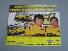 TROY & TROY JR COUGHLIN JEG'S PRO MOD  CORVETTES 8X10 NHRA DRAG RACING HANDOUT