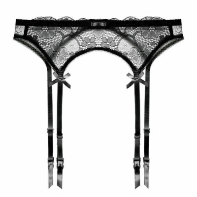 Fashion Elastic Garter Belt Sexy Adjustable 4 Straps  Lace Hollow Suspender Belt