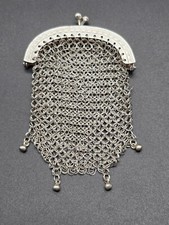 Antique Victorian Silver/800 Engraved Mesh Purse/France/Circa 1900