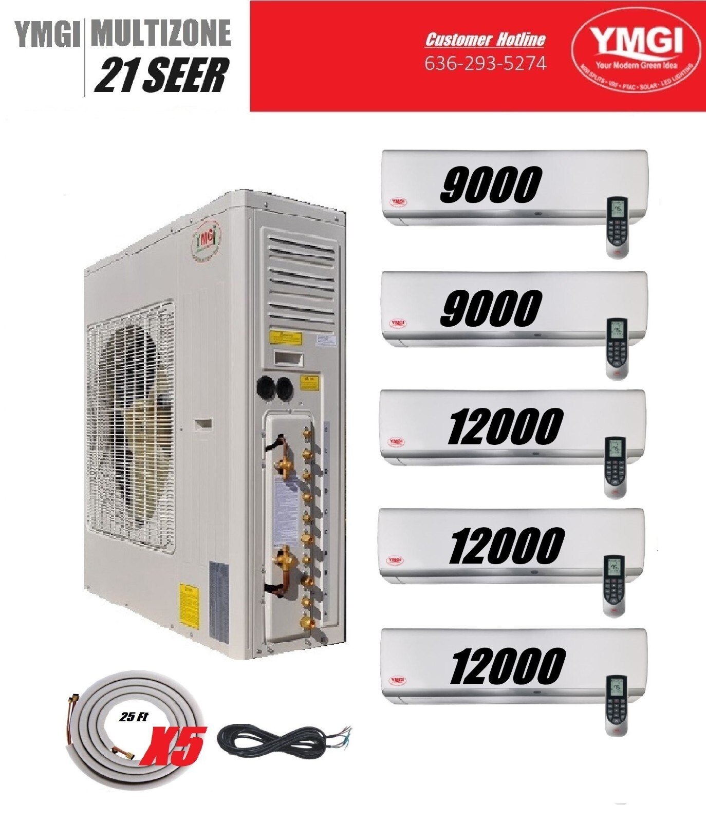 Ymgi 32 Seer Mini Split YMGI 60000 Btu Zone Ductless Mini Split