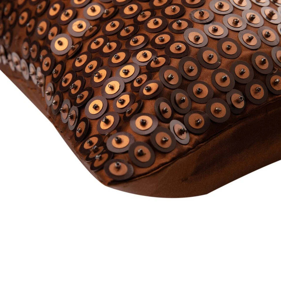 Pillow Cover Brown 16"x16", Home Decor Satin Circles & Dots - Circle On Circle - Image 2 of 3