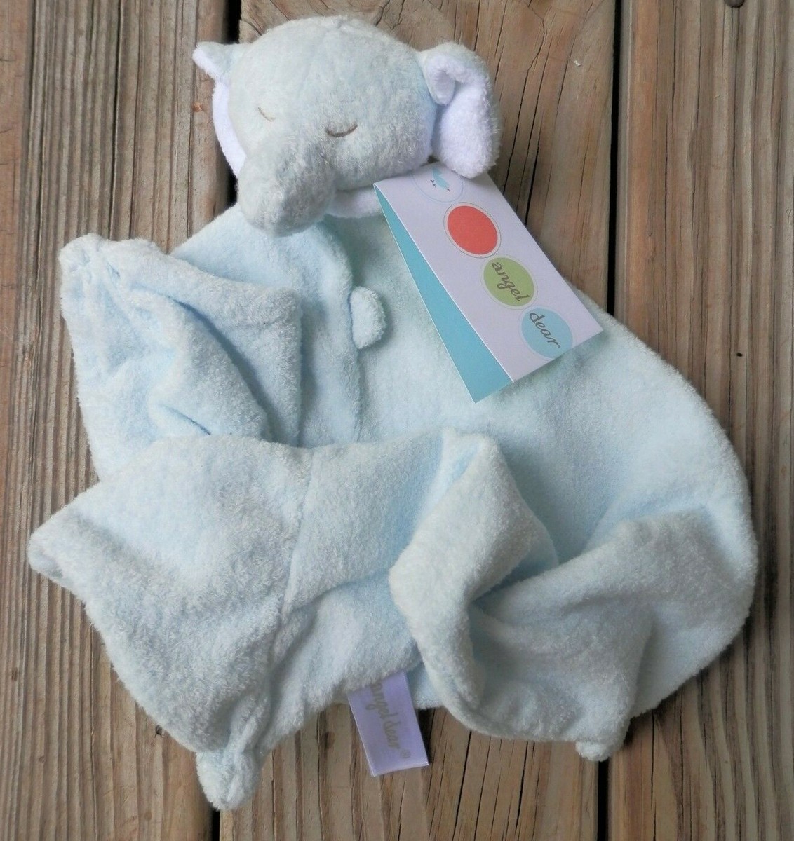 New Angel Dear Sleeping Elephant Blue Lovey Baby Security Blanket Knot  Corner