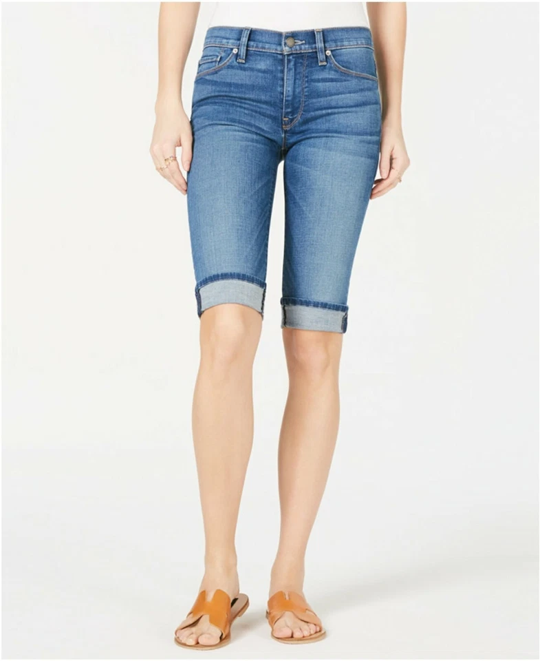 女式 Hudson 牛仔裤 Amelia 袖口百慕大短裤,尺寸 26 - 蓝色 $145