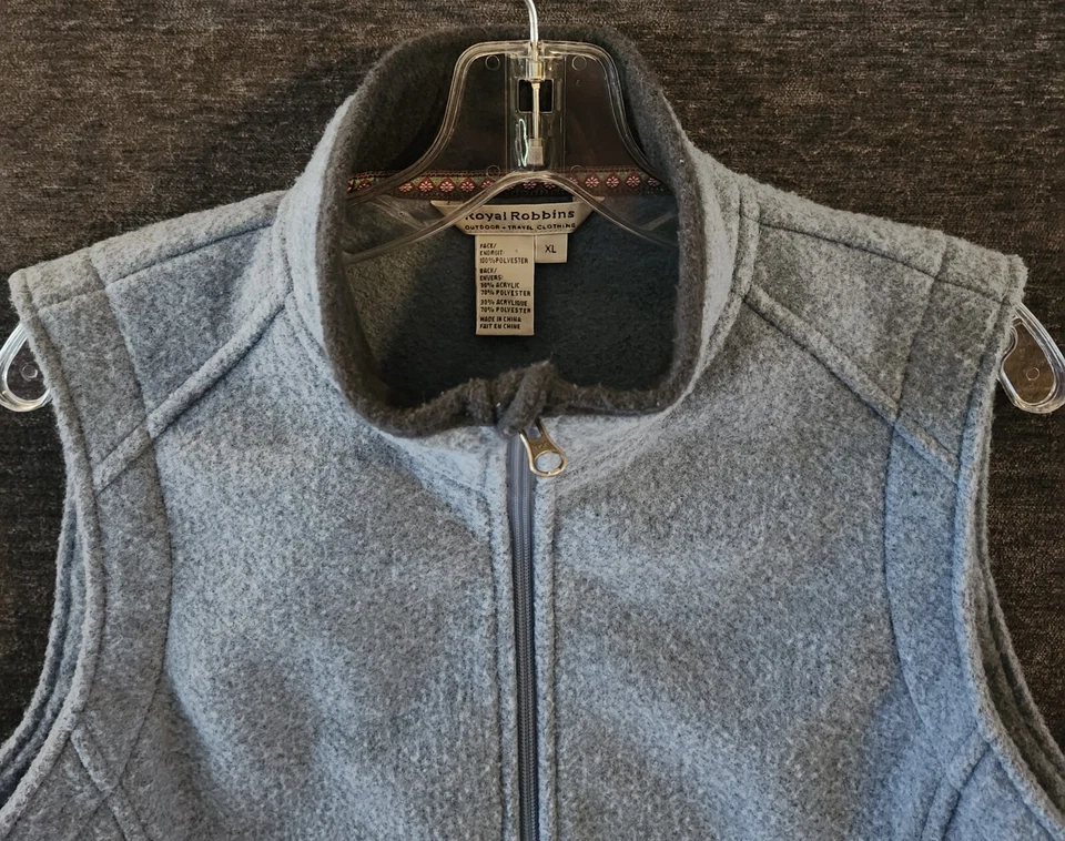 XL Royal Robbins Heavy Fleece Vest Gray Two Way Zip - Image 2 of 4